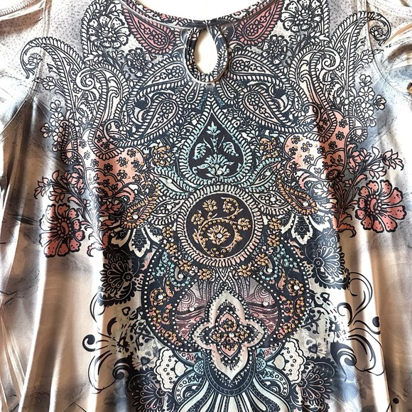 Cover Charge L Large Y2K Embellished Rhinestone 90s 00s ‎ Western Tunic Top - Picture 6 of 11